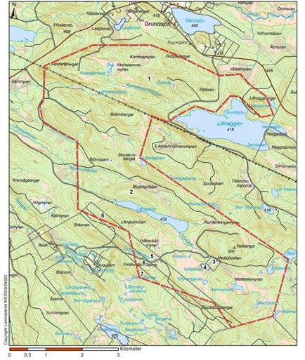 8H50122.115.119 Figur 4: Fastigheter inom projektområdet. (Fastighetsgränsen mellan nr 1 och 2 sammanfaller med länsgränsen.) Tabell 3: En förteckning över berörda fastigheter.