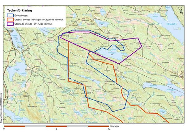 8H50122.122.125 Av Figur 9 framgår projektområdet Gubbaberget samt de utpekade vindkraftsområdena Saxen och Brännberget-Naggen i kommunernas vindkraftsplaner.