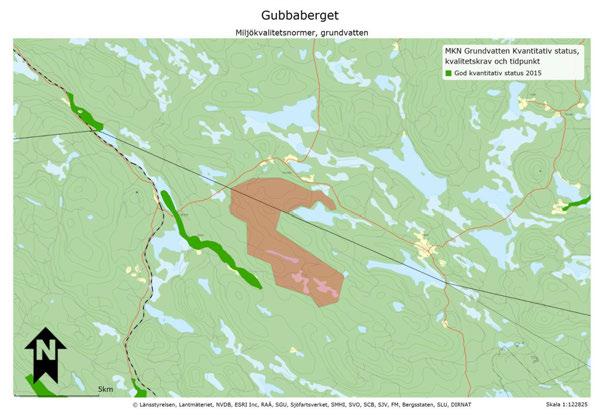 8H50122.115.119 Figur 27: Miljökvalitetsnormer för grundvatten i anslutning till projektområdet Sydväst om projektområdet ligger ett grundvattenmagasin i isälvsmaterial, se Figur 27.