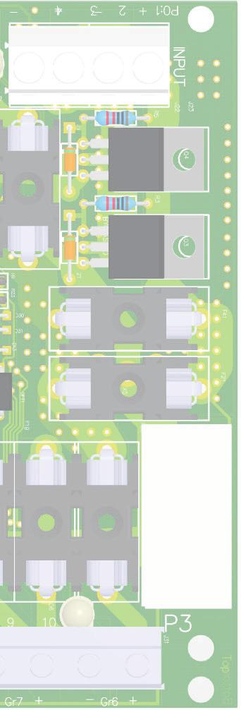 1-5 F1 F2 F3 F4 F5 F6 F7 F8 F9 F10 LED-indikering D2 D3 D4 D5 utgång 1-5 P0 D1 P1 KRETSKORTSÖVERSIKT, 10UT, beskrivning i bokstavsordning: eteckning D1-10 D12 F1, 3, 5, 7, 9, 12, 14, 16, 18, 20 F2,