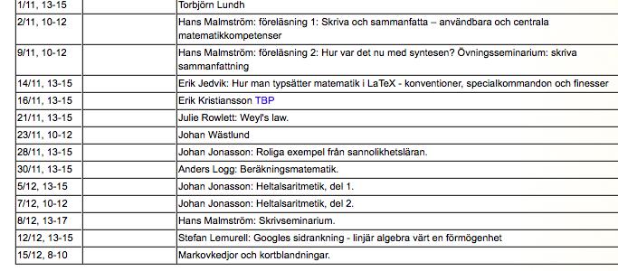 utgångspunkt från fyra av dessa föreläsningar