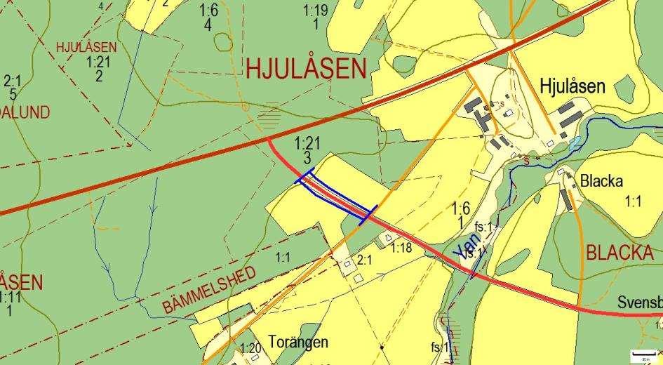 Hänsynsobjekt 2855, Torängen, HJULÅSEN Motivering: Vägkant med förekomst av praktbyxbi (NT).