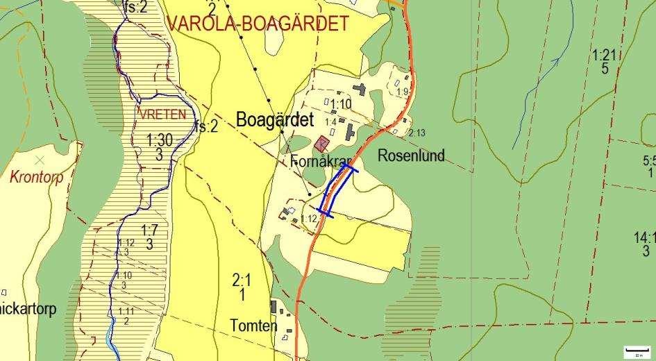 Hänsynsobjekt 2881, Rosenlund, VAROLA-BOAGÄRDET Motivering: Insektsintressanta vägkanter med hävdgynnad flora och sexfläckig bastardsvärmare (NT).