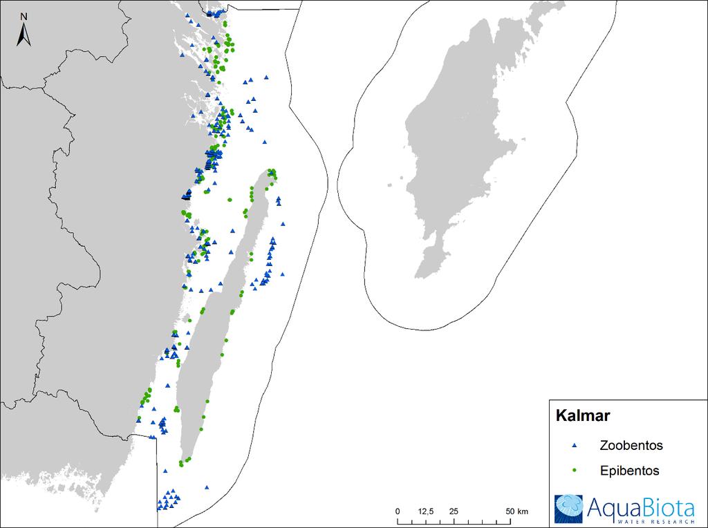 Insamling av befintliga marinbiologiska inventeringsdata 3.2.10. Kalmar Kalmar län har genom Kalmar läns kustvattenkommitté en systematisk, årligen återkommande miljöövervakning av den marina miljön.