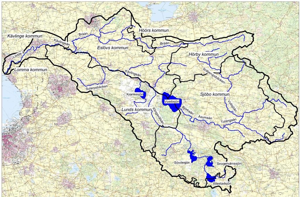 Inledning Uppdrag Inom uppdraget för Vattenvårdsprogram för Kävlingeån har Ekologgruppen kartlagt områden inom Kävlingeåns avrinningsområde (se figur 1) där det föreligger problem som är förknippade