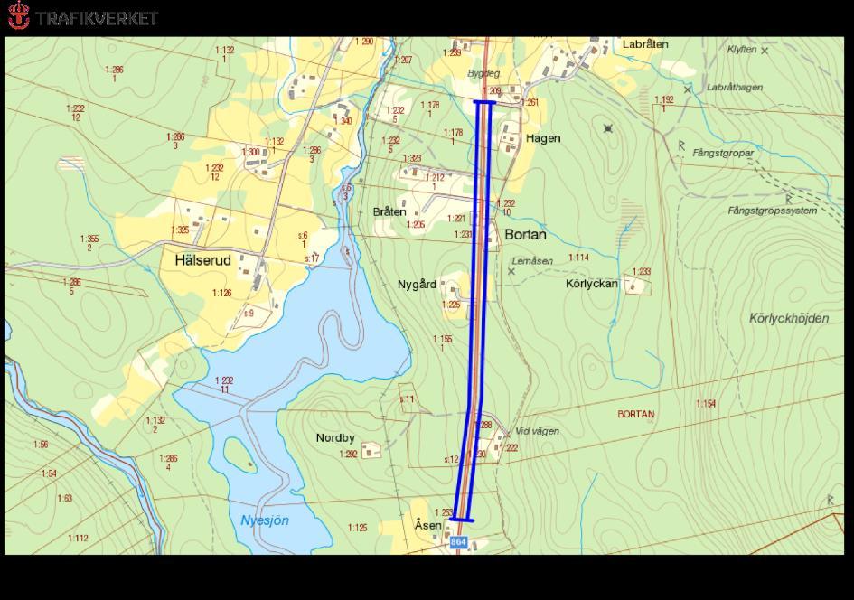 864, Hagen Åsen, BORTAN Motivering: Vägkanter med hävdgynnad flora och skogsklockor (NT). ID på översiktskarta 27 Vägnummer S 864 Namn Gammalt namn - Sida av vägen Hagen Åsen, BORTAN Båda sidor.