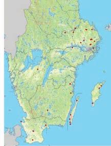 Under de senaste två åren (efter det att kartan nedan gjordes) har flera fynd tillkommit för Blekinge och även några fynd i Västra Götalands län (Ahlén 2006c, Ahlén 2008).