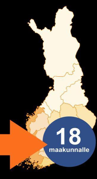 Uppgifter och årsverken som överförs till landskapen Samarbetsområden för miljö- och hälsoskyddet 62 st.