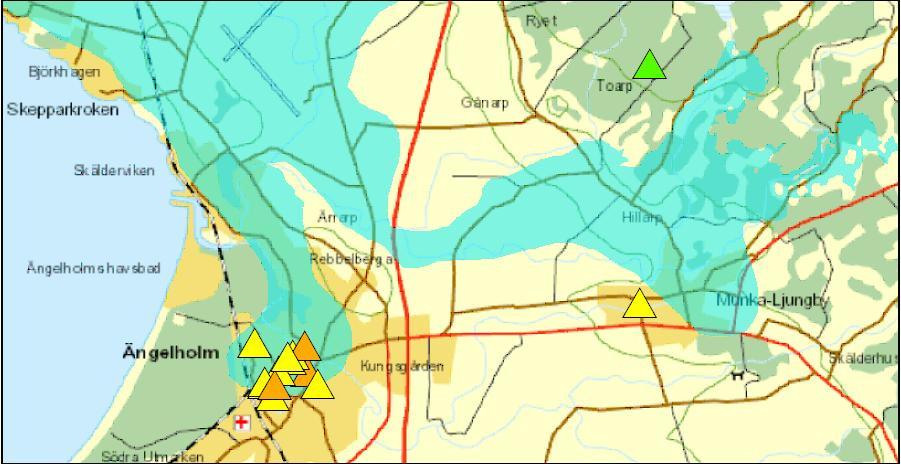 Ängelholms kommun, SE62446-1180 Det är utmärkta eller ovanligt goda uttagsmöjligheter i vattenförekomsten i Ängelholms kommun som är belägen i isälvsavlagringar.