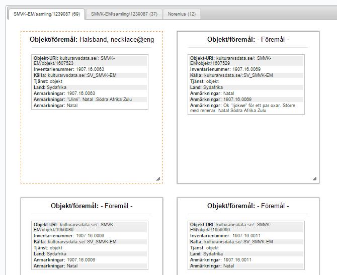 Bild: Samlingar kan öppnas direkt och deras innehåll presenteras i egna flikar.