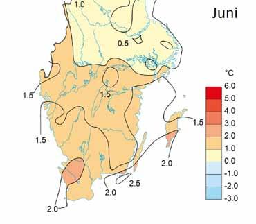Väder i juni 2016 Avvikelse medeltemperatur juni månad Temperatur