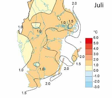 Väder i juli 2016 Avvikelse medeltemperatur juli månad