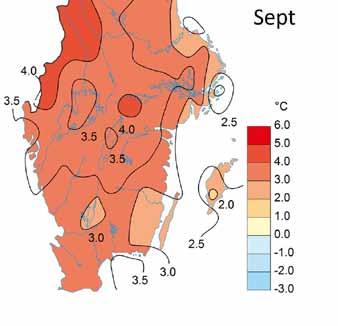 flera grader över normalt månadsmedelvärde.