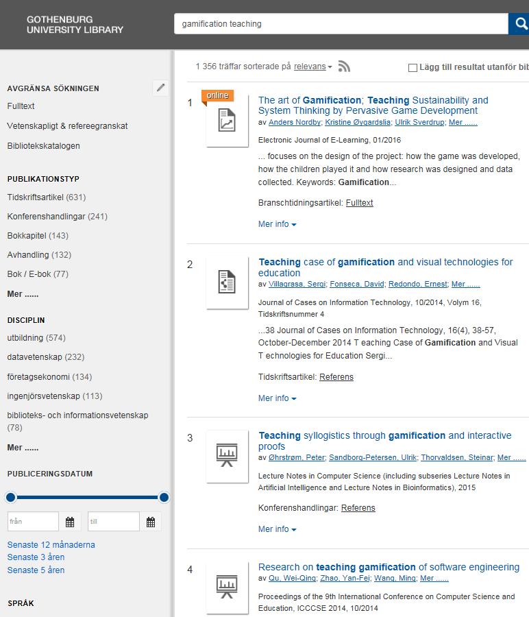 Supersök En sökmotor för nästan allt på biblioteket Böcker, artiklar, rapporter m.m. Länkar vidare till böcker i GUNDA och till fulltexten av artiklar Supersök saknar kontrollerade ämnesord.