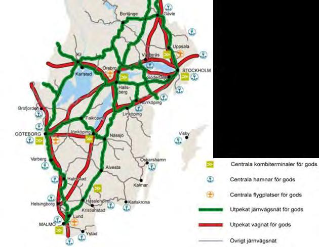 5 Infrastruktur och trafikslag I detta kapitel redogörs kortfattat för infrastrukturen, flödet av godstransporter samt kapacitetsbegränsningar i region Väst.