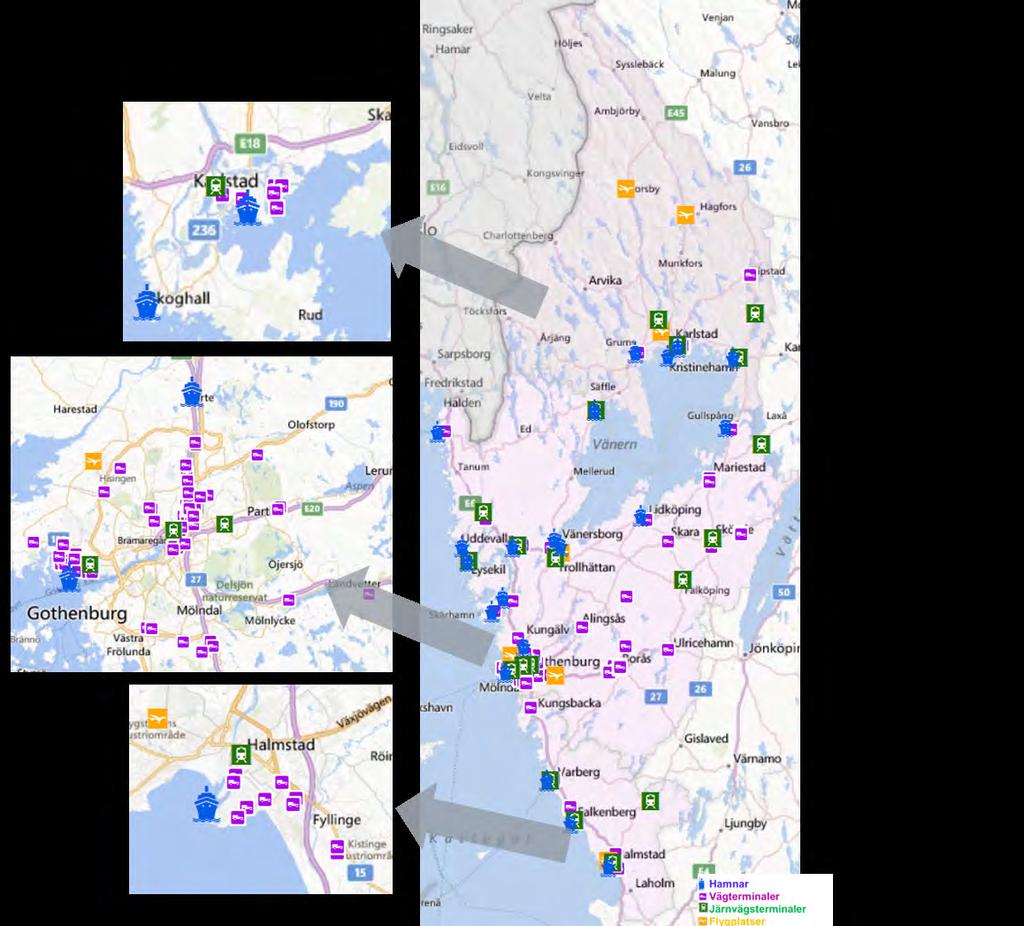 6 Noder hamnar och terminaler I detta kapitel görs en genomgång av viktiga godsnoder i region Väst i form av