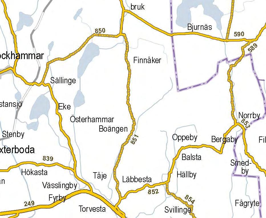 Inventering: 1. Väg 851 mellan Fellingsbro Prästgård och Finnåkersbruk(se karta). Viktning: Vid dialog med boende längs den aktuella vägen har följande framkommit.