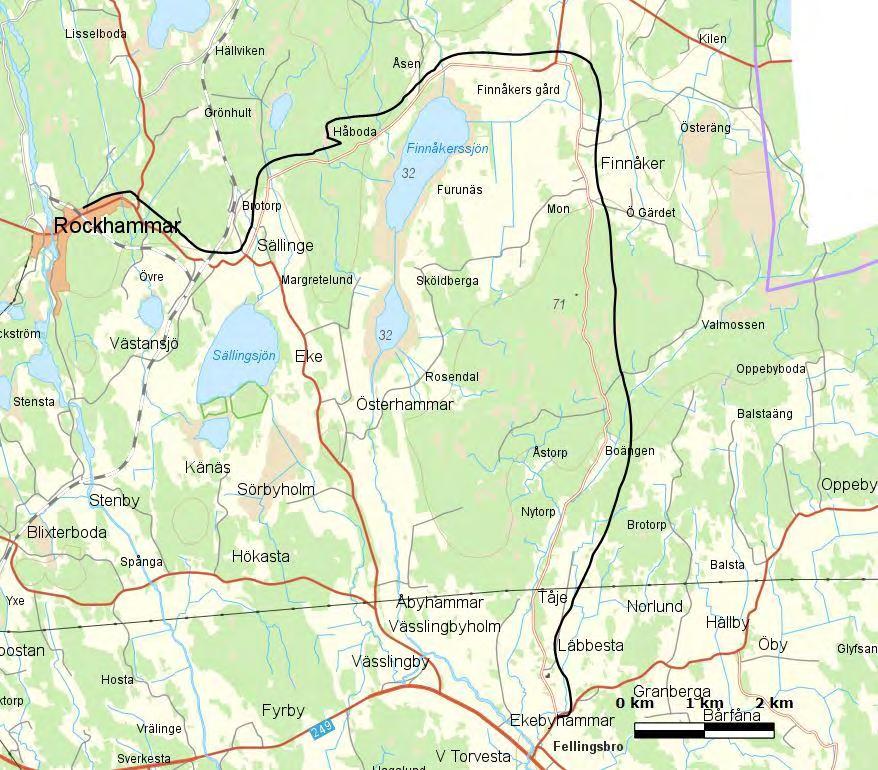 2. Väg 850 mellan Sällinge och Finnåker (se karta). Viktning: Vid dialog med boende längs den aktuella vägen har följande framkommit. Vägarna består till stor del av grusväg.