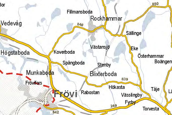 3. Väg 846 mellan Bertilsbro och Rockhammar Driftsklass 4-5 Oljegrus Viktning: Vägarna består till stor del av oljegrusväg.