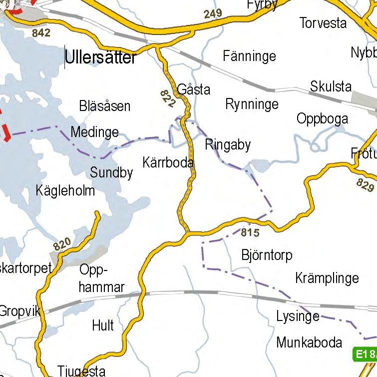 8. Väg 822 mellan Ullersäter och Käglan Glanshammar Driftsklass 4-5 Grusväg Viktning: Vägarna består till stor del av grusväg.