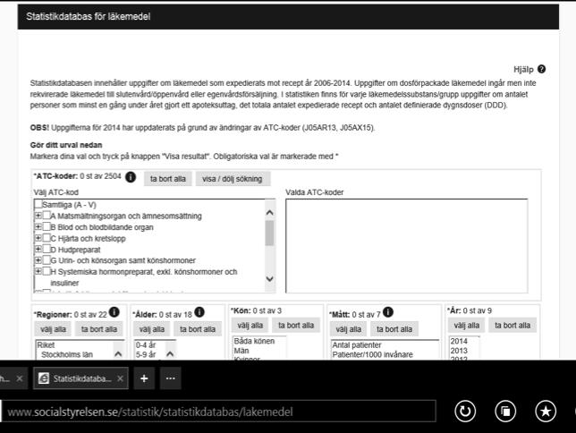 Tillgängliga datakällor Sjukhusförsäljning Receptförsäljning