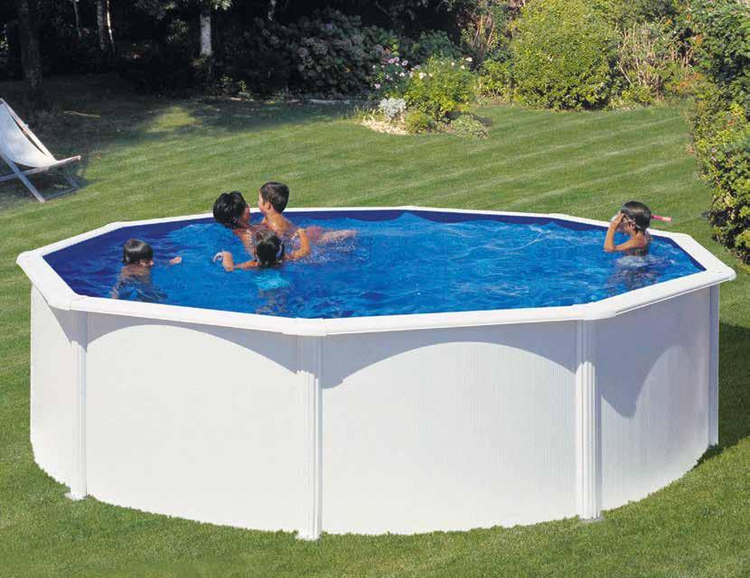 Stålväggspooler Classic Stålväggspoolen med en elegant finish STA NDA RD STÅLVÄG GSP O OLE R ovanmarkspool/ nedgrävd pool CLE AR POOL Komplett Set Stålväggspool Exempelbild Storlek Ø 300 cm Ø 350 cm