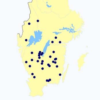 Urval av potentiella indikatorarter Urvalet gjordes genom : analys av faunans nestedness på 35 opåverkade lokaler.