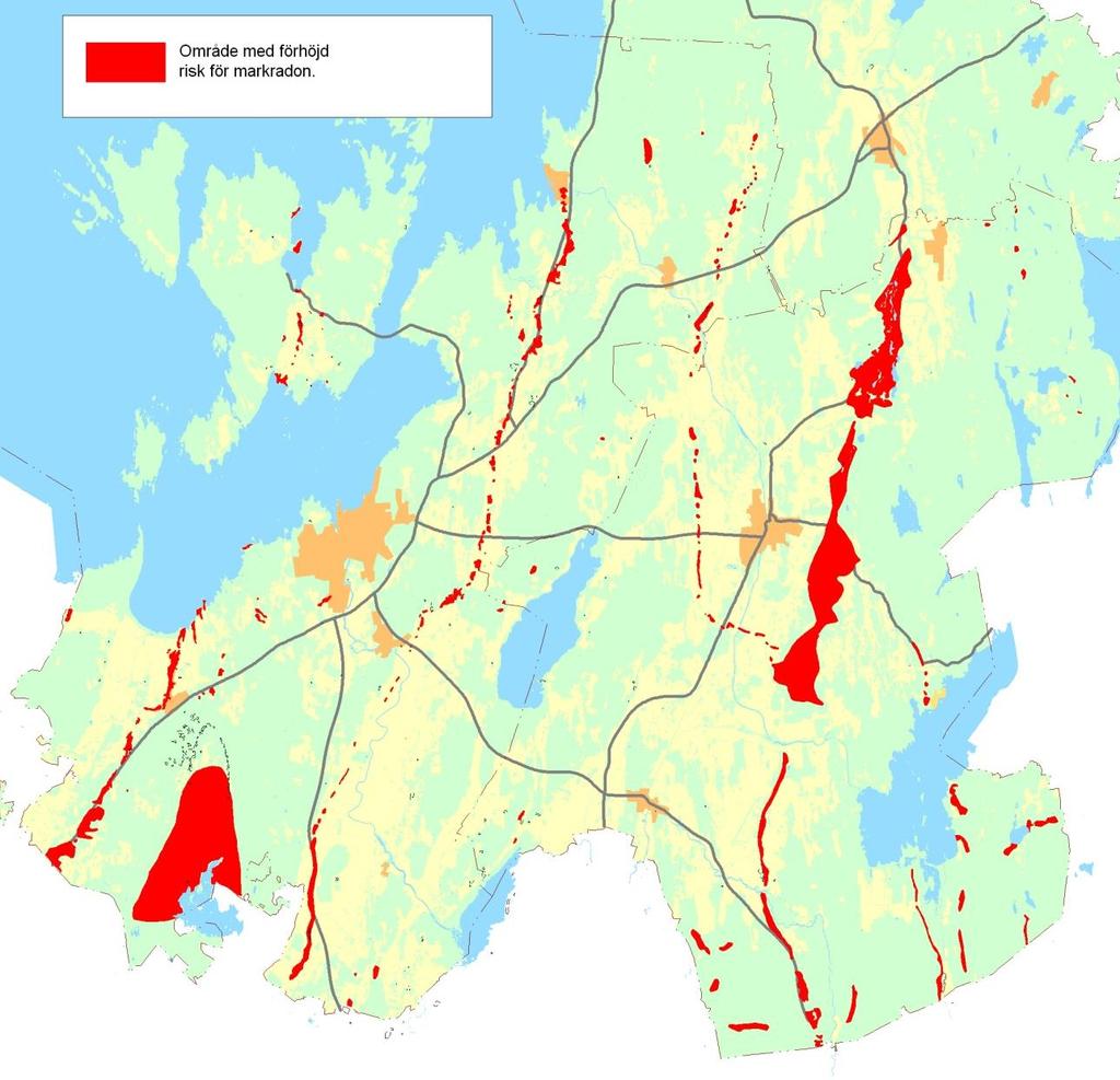 Figur 67 Karta över markradonrisker i Mariestads- 119 och Töreboda kommuner.