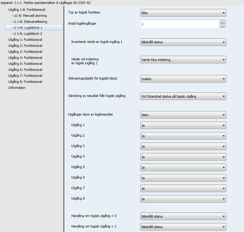 3.5 Logikblock Den logiska funktionen används för att kontrollera en utgång beroende på resultatet av en logisk funktion. Detta kommando har lägst prioritet.