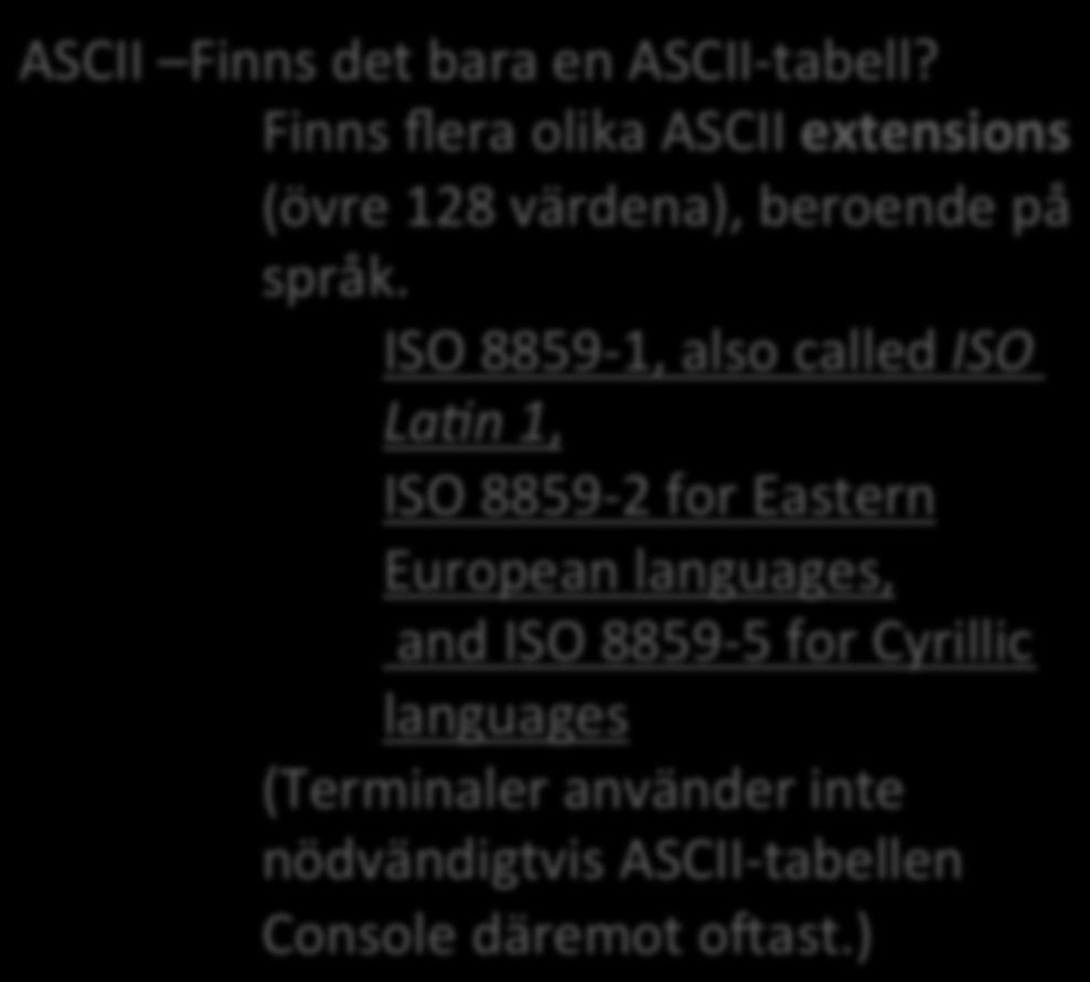 ASCII Finns det bara en ASCII-tabell?
