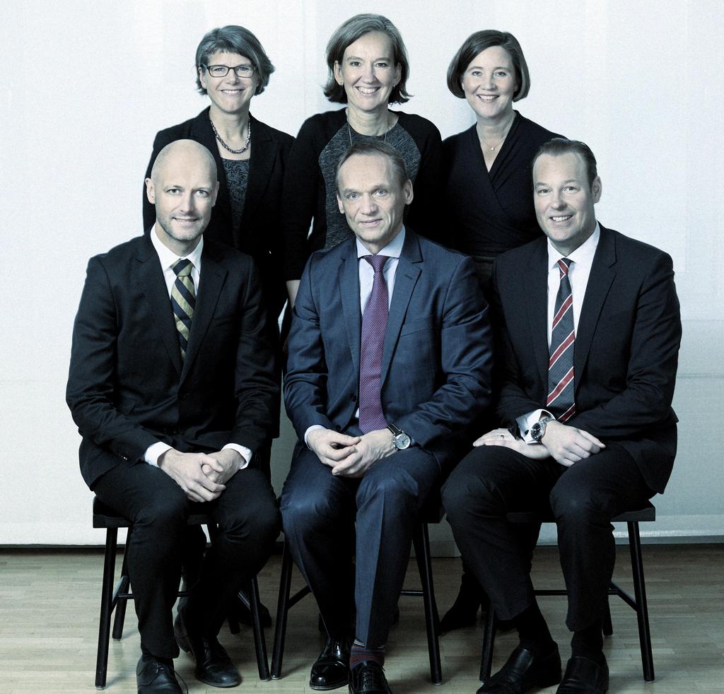 Ledning Bakre raden från vänster: Ylva Zachrisson, Helene Nilsson, Cecilia Thomasson Blomquist. Främre raden: Magnus Wicksell, Kjell Norling, Fredrik Löfgren.