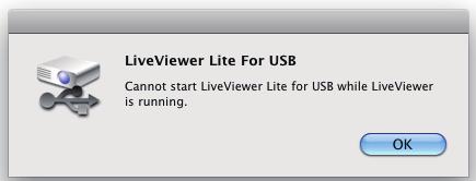 Presentationsverktyg USB-visning(Mac-dator) (fortsättn.) NOTERA "Live Viewer Lite for USB" kan inte användas om MINNE ÅTKOMST posten i IWBmenyn är satt till DATOR.