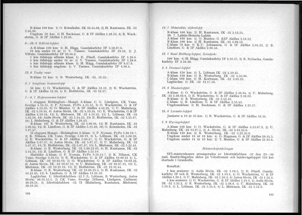 i i 11 B-klass 100 km: 1) O. Rönnholm, K 32.4!..08, 2) H. Rantanen, K -32 2.46.30. ngdom 50 km: 6) H. Backman, G & F Akilles 1.28.59, 8) l}. Wackström, G & F Akilles 1.29.01. 9-10.