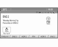 26 Radio För varje våglängdsområde finns 2 listor för autosparade stationer (AS 1, AS 2). I varje lista kan 6 stationer sparas. Den för närvarande mottagna stationen är markerad.