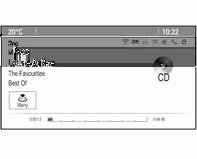 Cd-uppspelningen startar automatiskt och huvudmenyn CD eller MP3- CD visas. Om det finns en cd-skiva i cd-spelaren men huvudmenyn CD eller MP3- CD inte är aktiv kan du trycka på ; och sedan välja CD.