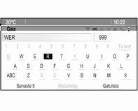 Ange namnet på orten eller postnumret (se nedan). Markera fältet Gata för att visa tangentbordet igen. Ange önskat gatunamn (se nedan). Du kan sedan ange ett husnummer eller en vägkorsning.