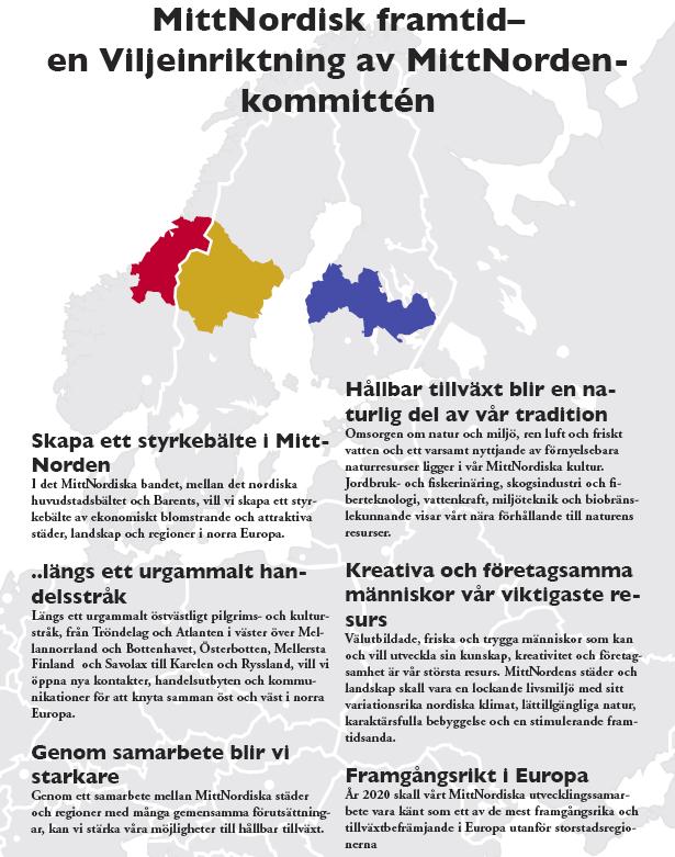 S trategiarbetet Arbetet syftade till att stärka MittNorden som en utvecklingszon i norra Europa med ett ökat regionalt samarbete i öst-västlig riktning.