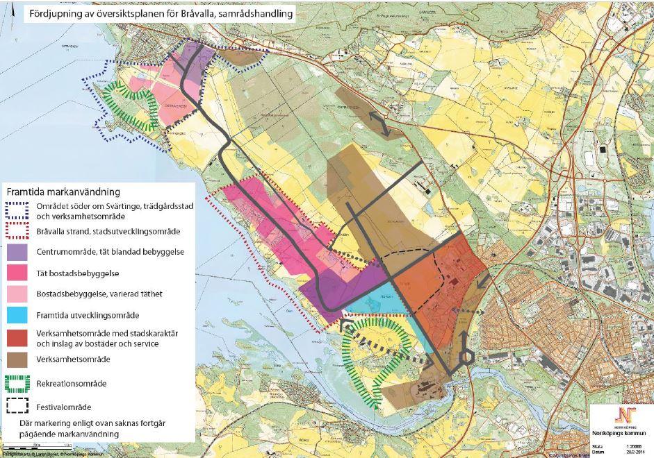 25(54) Figur 18. Markanvändningskarta enligt fördjupad översiktsplan för Bråvalla, samrådshandling 2015.