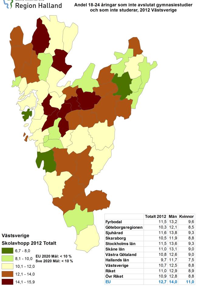 Störst andel högskoleutbildade finns i Göteborgsregionen och i de större städerna.