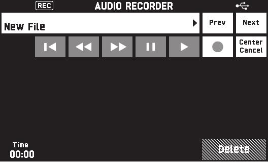 Inspelning och avspelning Att spela in klaviaturspel med avspelning från den digitala klaviaturens minne 1. Peka på AUDIO RECORDER på menyn MENU. 2. Peka på 0 för att aktivera inspelningsläget.