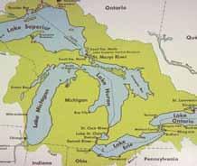 2 Studieresa till de stora sjöarna i Kanada och USA maj - juni 213 Figur 1. Karta över de stora sjöarna i Kanada och USA.