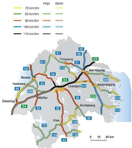 Resultatet visar att säkerhetsstandarden förbättrats på riksväg 50 mellan Vadstena och Motala, som nu når godkänd säkerhetsnivå på hela sträckan. För E4 ligger säkerhetsnivån kvar på godkänd nivå.