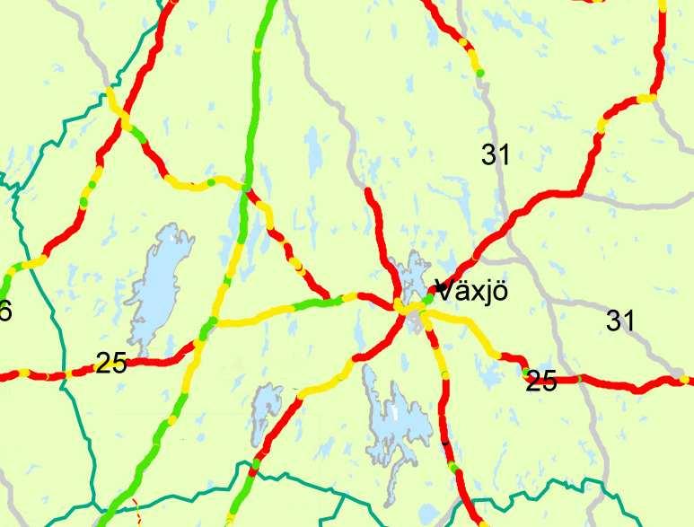 Sedan föregående inspektion har riksväg 23 med delsträckan med det lägsta säkerhetsbetyget