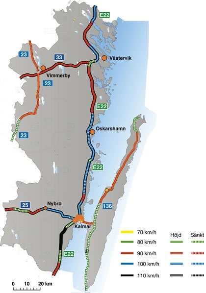 Kalmar till Torsås har godkänd säkerhetsklassning. Länsväg 137 Ölandsbron har däremot hög säkerhetsnivå som övergår i låg säkerhet när den ansluter till länsväg 136 på Öland.