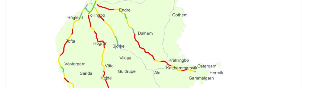 Lärbro och Fårösund har hastigheten sänkts till 80 km.