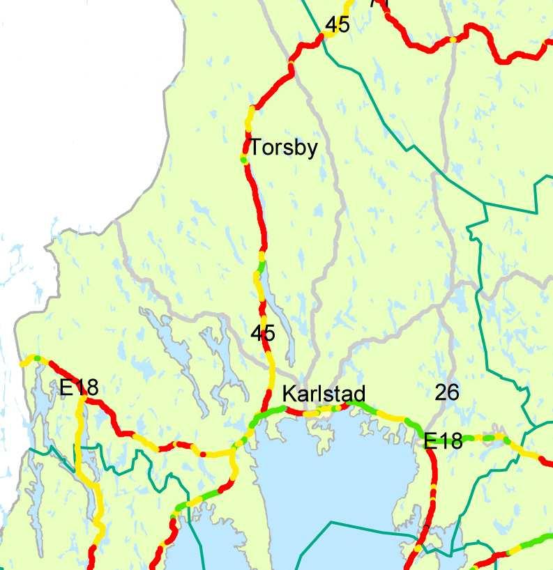 Värmlands län I Värmlands län har europavägarna E45 och E18 inspekterats samt länsväg 172 från Årjäng till länsgränsen och riksväg 26 sträckan Kristinehamn till länsgränsen.