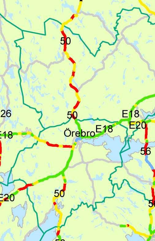 50 är säkerhetsnivån låg för de delar som inte löper med E20- sträckningen.