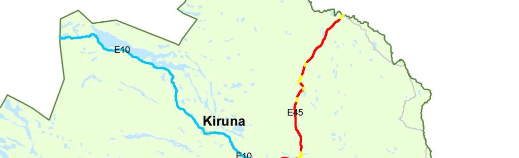 Även på E45 från Jokkmokk mot Kiruna har