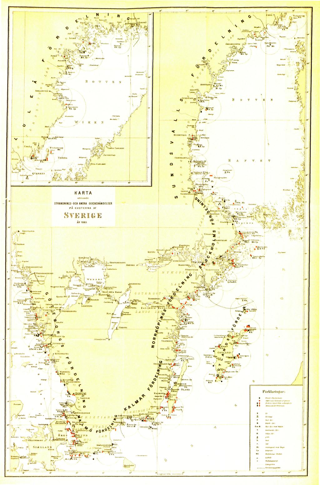 KARTA utvisande STRANDNINGS-OCH ANDRA