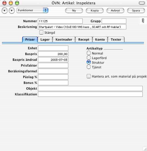 Hansa Financials och HansaWorld Registret Artiklar Det här registret beskrivs i kapitlet Artiklar och priser i Volym 1 av manualerna.